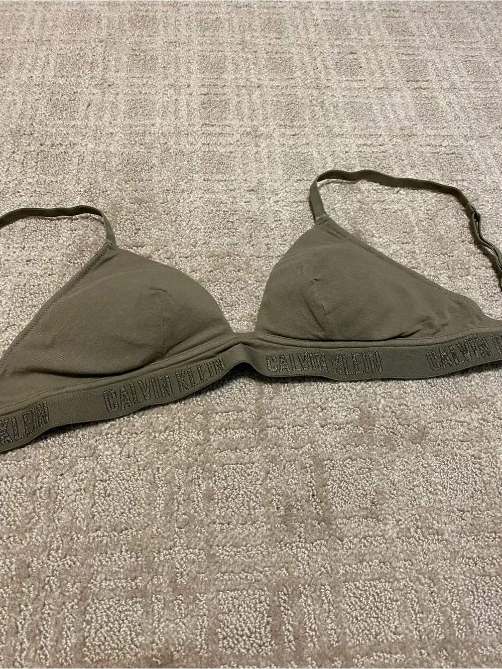 {Calvin Klein} Cotton Sport Bra | Olive Green ~ Size Small - Picture 2 of 15